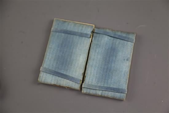 Two Chinese export ivory card cases, 19th century, 9.5 and 10.5cm